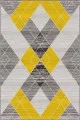 Sarı Geometrik Kaymaz Taban Makinede Yıkanabilir Halı DD002