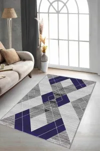 Lacivert Geometrik Kaymaz Tabanlı Dekoratif Halı DD007 Lacivert Geometrik Kaymaz Tabanlı Dekoratif Halı DD007