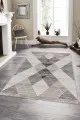 Gri Zemine Uygun Halı Gri Geometrik Kaymaz Tabanlı Makinede Yıkanabilir Halı DD01