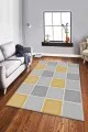 Gri Sarı Halı Modelleri Sarı Geometrik Kaymaz Taban Makinede Yıkanabilir Halı DM001