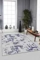 Lacivert Gri Halı Modelleri Lacivert Vintage Kaymaz Tabanlı Dekoratif Halı DR003
