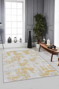 Sarı Vintage Kaymaz Tabanlı Makinede Yıkanabilir Halı DR006 Sarı Vintage Kaymaz Tabanlı Makinede Yıkanabilir Halı DR006