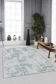 Turkuaz Vintage Kaymaz Taban Makinede Yıkanabilir Halı DR007