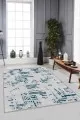 Gri Antre Halısı Zümrüt Vintage Kaymaz Tabanlı Makinede Yıkanabilir Halı DR09