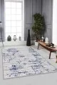 Lacivert Vintage Kaymaz Taban Makinede Yıkanabilir Halı ES09