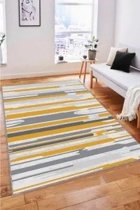 Sarı Spor Kaymaz Tabanlı Makinede Yıkanabilir Halı FH07 Sarı Spor Kaymaz Tabanlı Makinede Yıkanabilir Halı FH07
