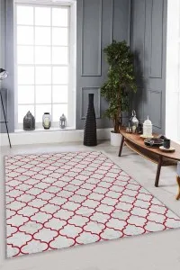 Bordo Fas Desen Kaymaz Taban Makinede Yıkanabilir Halı FS08 Bordo Fas Desen Kaymaz Taban Makinede Yıkanabilir Halı FS08