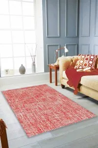 Kırmızı Sade Desensiz Kaymaz Tabanlı Dekoratif Halı HR001 Kırmızı Sade Desensiz Kaymaz Tabanlı Dekoratif Halı HR001