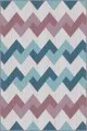 Pembe Turkuaz Zigzag Kaymaz Tabanlı Dekoratif Halı KN003