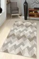 Bej Rengi Koltuğa Uygun Halı Bej Zigzag Kaymaz Tabanlı Makinede Yıkanabilir Halı KN007