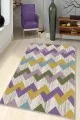 Çok Renkli Zigzag Kaymaz Tabanlı Dekoratif Halı KN008
