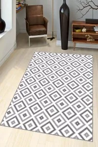 Koyu Gri Karo Kaymaz Taban Makinede Yıkanabilir Halı KR002 Koyu Gri Karo Kaymaz Taban Makinede Yıkanabilir Halı KR002