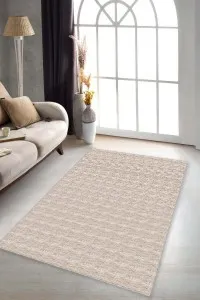 Bej Sade Desensiz Kaymaz Tabanlı Dekoratif Halı KRM056 Bej Sade Desensiz Kaymaz Tabanlı Dekoratif Halı KRM056