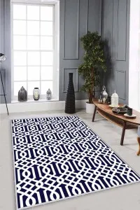 Lacivert Spor Kaymaz Tabanlı Makinede Yıkanabilir Halı LB003 Lacivert Spor Kaymaz Tabanlı Makinede Yıkanabilir Halı LB003