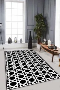 Siyah Petek Kaymaz Tabanlı Makinede Yıkanabilir Halı LB005 Siyah Petek Kaymaz Tabanlı Makinede Yıkanabilir Halı LB005