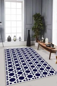Lacivert Petek Kaymaz Taban Makinede Yıkanabilir Halı LB006 Lacivert Petek Kaymaz Taban Makinede Yıkanabilir Halı LB006