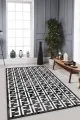 Koyu Renk Zemine Halı Siyah Spor Kaymaz Tabanlı Makinede Yıkanabilir Halı LB008