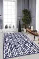 Lacivert Renkli Halı Modelleri Lacivert Spor Kaymaz Tabanlı Makinede Yıkanabilir Halı LB009