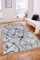 Lacivert Gri Halı Modelleri Lacivert Geometrik Kaymaz Tabanlı Dekoratif Halı LK003
