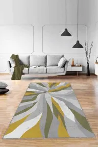 Yeşil Sarı Spor Kaymaz Taban Makinede Yıkanabilir Halı ME002