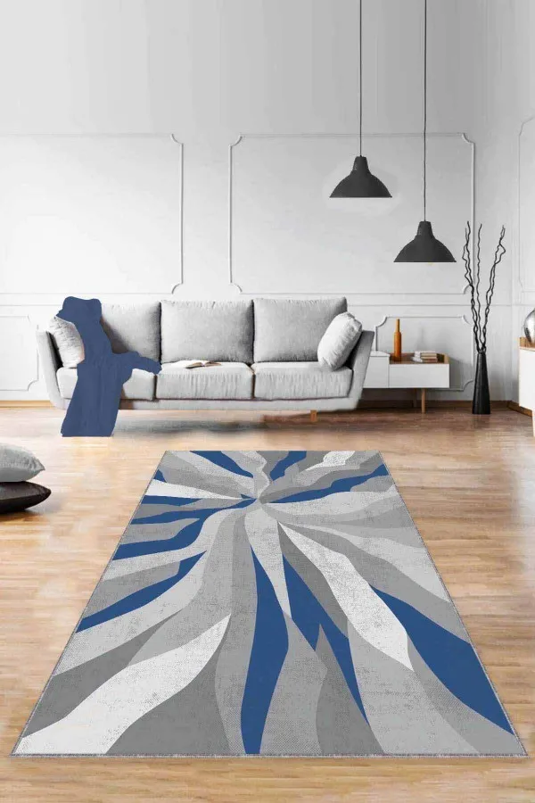 Mavi Soft Halı Mavi Spor Kaymaz Tabanlı Makinede Yıkanabilir Halı ME006