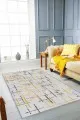 Gri Sarı Halı Modelleri Sarı Vintage Kaymaz Tabanlı Makinede Yıkanabilir Halı MN08