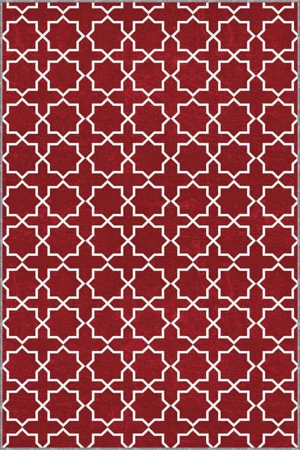 Halı Bordo Bordo Spor Kaymaz Tabanlı Makinede Yıkanabilir Halı MO01