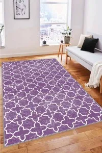 Mor Spor Kaymaz Tabanlı Makinede Yıkanabilir Halı MO05 Mor Spor Kaymaz Tabanlı Makinede Yıkanabilir Halı MO05