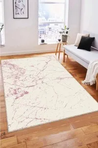 Pembe Mermer Görünümlü Kaymaz Tabanlı Dekoratif Halı MR04 Pembe Mermer Görünümlü Kaymaz Tabanlı Dekoratif Halı MR04