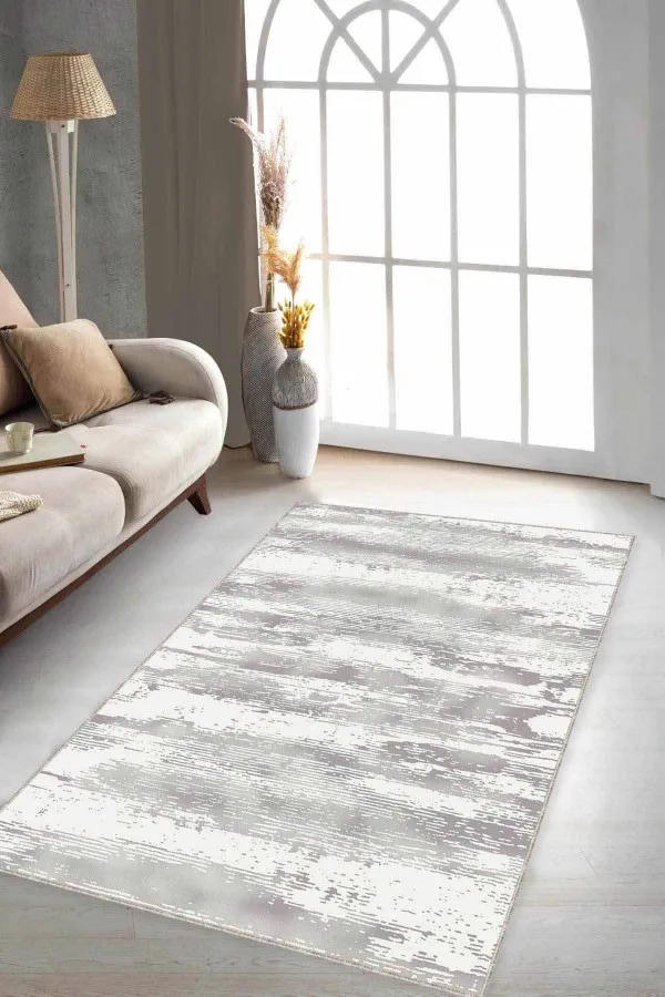 Tek Renk Salon Halıları Bej Sade Desensiz Kaymaz Tabanlı Dekoratif Halı MU002