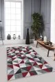Kırmızı Geometrik Kaymaz Tabanlı Dekoratif Halı PR01