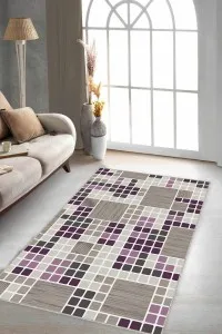 Mürdüm Geometrik Kaymaz Tabanlı Dekoratif Halı PUZ03 Mürdüm Geometrik Kaymaz Tabanlı Dekoratif Halı PUZ03