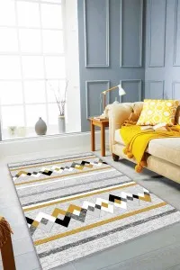 Sarı Zigzag Kaymaz Tabanlı Makinede Yıkanabilir Halı RT01 Sarı Zigzag Kaymaz Tabanlı Makinede Yıkanabilir Halı RT01