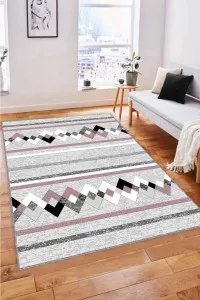 Pembe Zigzag Kaymaz Tabanlı Makinede Yıkanabilir Halı RT04 Pembe Zigzag Kaymaz Tabanlı Makinede Yıkanabilir Halı RT04