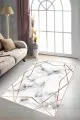 Hol İcin Hali Modelleri Bakır Prizma Kaymaz Tabanlı Makinede Yıkanabilir Halı RV013