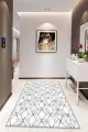 Silver Mermer Desenli Kaymaz Tabanlı Dekoratif Halı RV019