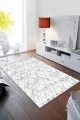 Mermer Desenli Salon Halısı Silver Mermer Görünümlü Kaymaz Tabanlı Dekoratif Halı RV023