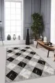 Mermer Desenli Salon Halısı Gri Mermer Görünümlü Kaymaz Tabanlı Dekoratif Halı RV137