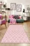 Pembe Fas Desen Kaymaz Taban Makinede Yıkanabilir Halı RV154