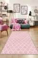Pudra Rengi Koltuğa Uygun Halı Pembe Fas Desen Kaymaz Taban Makinede Yıkanabilir Halı RV154