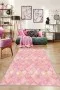 Pembe Fas Desen Kaymaz Taban Makinede Yıkanabilir Halı RV159