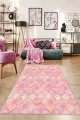 Pudra Rengi Koltuğa Uygun Halı Pembe Fas Desen Kaymaz Taban Makinede Yıkanabilir Halı RV159