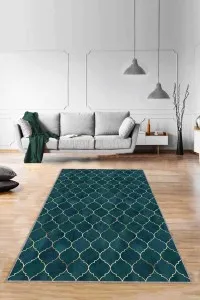 Zümrüt Fas Desen Kaymaz Tabanlı Dekoratif Halı RV160 Zümrüt Fas Desen Kaymaz Tabanlı Dekoratif Halı RV160