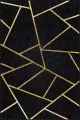 Siyah Gold Geometrik Kaymaz Tabanlı Dekoratif Halı RV161