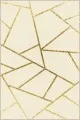 Açık Renk Salon Halısı Krem Gold Geometrik Kaymaz Tabanlı Dekoratif Halı RV162