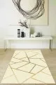 Açık Renk Salon Halısı Krem Gold Geometrik Kaymaz Tabanlı Dekoratif Halı RV162