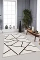 Bej Rengi Koltuğa Uygun Halı Bej Geometrik Kaymaz Tabanlı Makinede Yıkanabilir Halı RV164