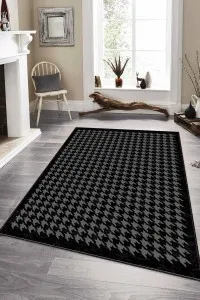 Siyah Kazayağı Kaymaz Taban Makinede Yıkanabilir Halı RV178 Siyah Kazayağı Kaymaz Taban Makinede Yıkanabilir Halı RV178