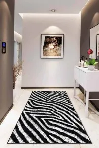 Siyah Leopar Kaymaz Tabanlı Makinede Yıkanabilir Halı RV206 Siyah Leopar Kaymaz Tabanlı Makinede Yıkanabilir Halı RV206