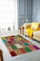 Patchwork Yolluk Halı Çok Renkli Patchwork Kaymaz Tabanlı Dekoratif Halı RV221